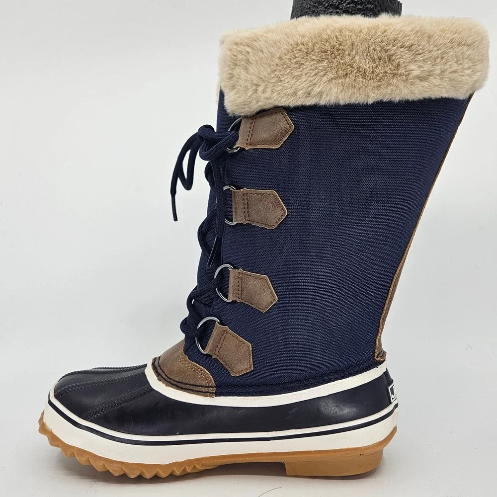 JBU Snowy Navy Blue Faux Fur Lined Winter Boots Womens Sz 7M Heritage Waterproof